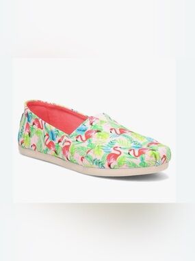 Toms Flamingo Print Tropical Canvas Alpargata Shoes